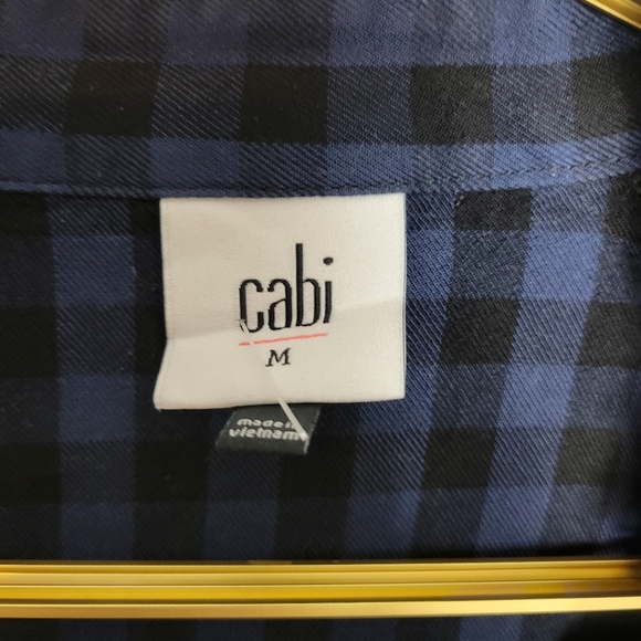Medium Cabi Blue Black Gingham Plaid Button Up Blouse Shirt - Picture 2 of 6
